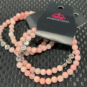 Paparazzi Devoted Dreamers Pink Beaded Bracelet Set with LOVE beads